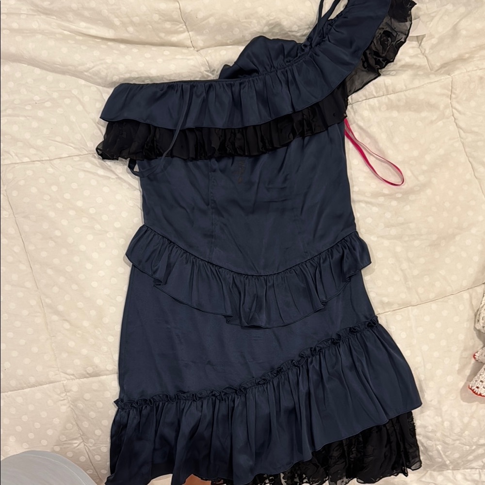 Betsey Johnson Navy Blue Ruffled Dress
